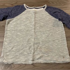 Roxy Grey Neon Pink Confetti Blue Long Sleeve Sweater; Large